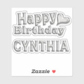 Cynthia Happy Birthday silver Aufkleber Sticker シール (シート)