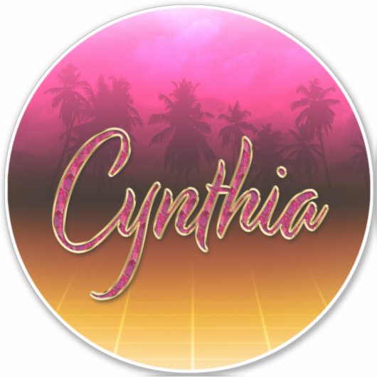 Cynthia Vorname Name golden pink Aufkleber Sticker シール (正面)