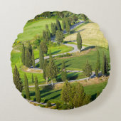 Cypressはタスカニーの円形の枕の曲がりくねった道を並べました ラウンドクッション (正面)