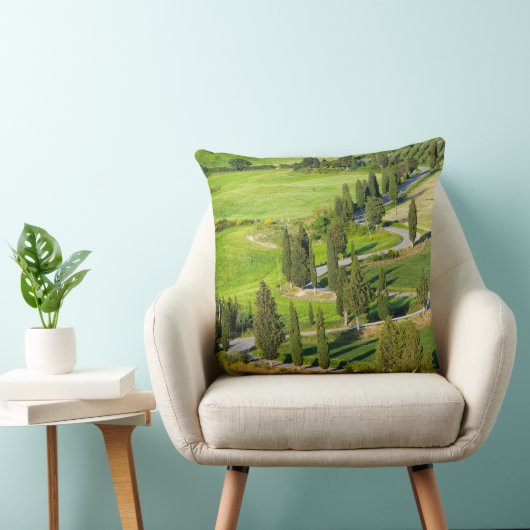 Cypressはタスカニーの装飾用クッションの曲がりくねった道を並べました クッション (椅子)