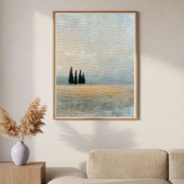 Cypress Trees on the Horizon Minimal Abstract Art ポスター