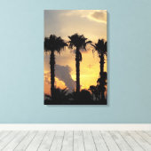 Cypriot Limassol Sunset – Mediterranean Palm Trees キャンバスプリント (インサイチュ (ウッドフロア))