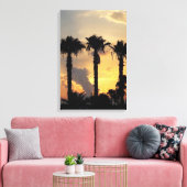 Cypriot Limassol Sunset – Mediterranean Palm Trees キャンバスプリント (インサイチュ (リビング))