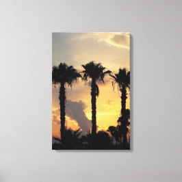 Cypriot Limassol Sunset – Mediterranean Palm Trees キャンバスプリント