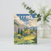 Cyprus Illustration Travel Art Vintage ポストカード (スタンド正面)