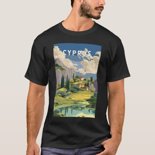 Cyprus Illustration Travel Art Vintage Tシャツ (正面)