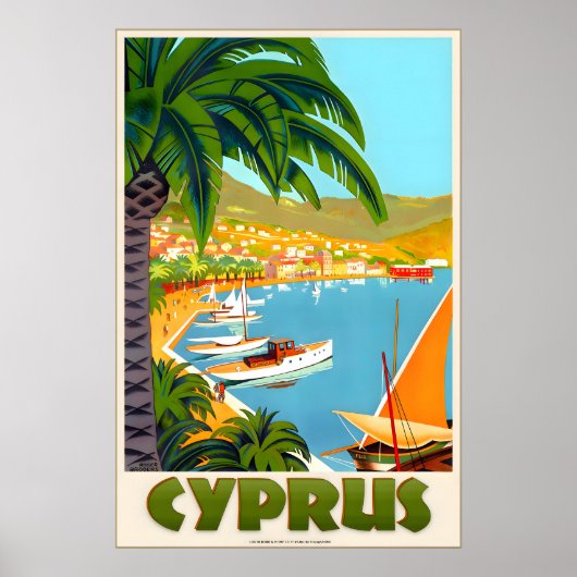 Cyprus Middle East Mediterranean Travel Poster ポスター (正面)
