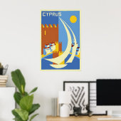 Cyprus Travel Poster Vintage Wall Art Print ポスター (ホームオフィス)