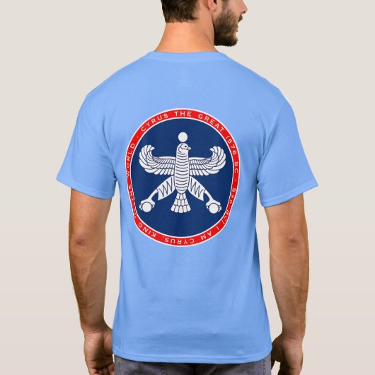 Cyrus素晴らしく赤く白く及び青のシールのワイシャツ Tシャツ (裏面)