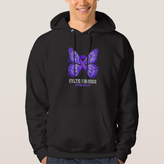 Cystic Fibrosis Awareness Month Butterfly Purple R パーカ (正面)