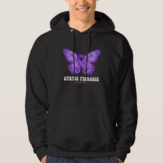 Cystic Fibrosis Awareness Month Purple Ribbon Butt パーカ (正面)