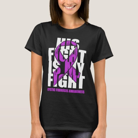 Cystic Fibrosis Awareness Month Purple Ribbon His  Tシャツ (正面)