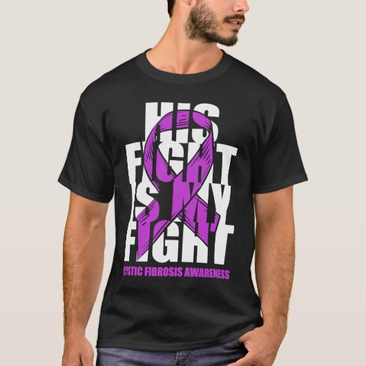 Cystic Fibrosis Awareness Month Purple Ribbon His Tシャツ (正面)
