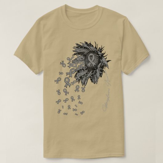 CytometgaloAwareness Sunflowerリボン花秋 Tシャツ (デザイン正面)