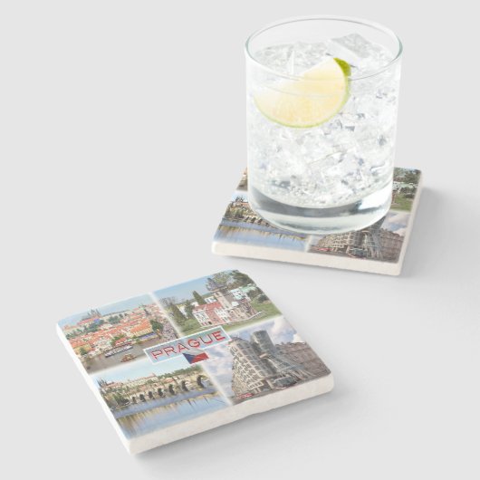 CZプラハ – キャッスルオールドタウンホール – チャールズ・ブリッジ ストーンコースター (横)