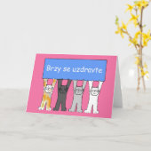 Czechの猫たち、まんが好き カード (黄色い花)