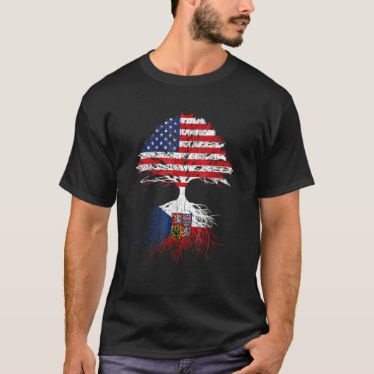 Czech American Roots   Czech Republic USA Flag Tシャツ (正面)