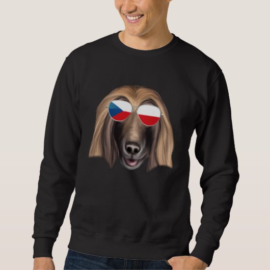 Czech Flag Afghan Hound Dog Czech Republic Pocket スウェットシャツ (正面)