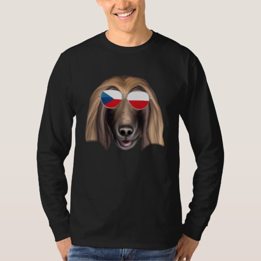 Czech Flag Afghan Hound Dog Czech Republic Pocket Tシャツ (正面)