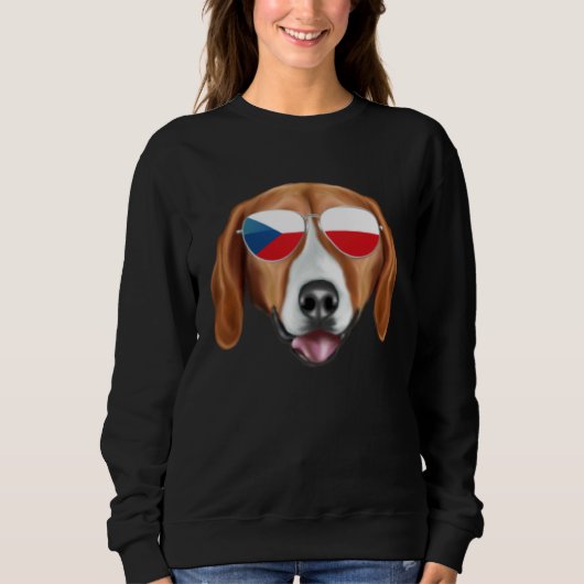 Czech Flag American Foxhound Dog Czech Republic Po スウェットシャツ (正面)