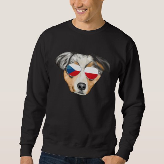 Czech Flag Australian Shepherd Dog Czech Republic  スウェットシャツ (正面)