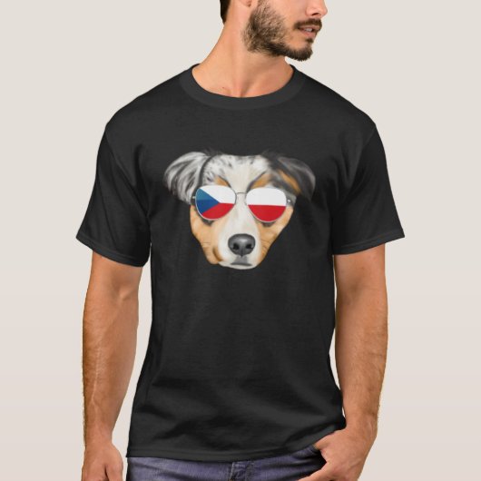 Czech Flag Australian Shepherd Dog Czech Republic  Tシャツ (正面)