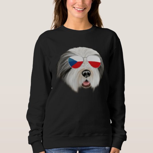 Czech Flag Bearded Collie Dog Czech Republic Pocke スウェットシャツ (正面)