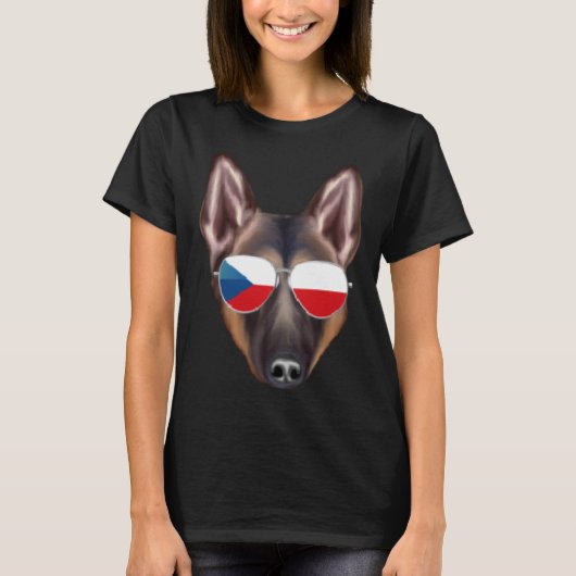 Czech Flag Belgian Tervuren Dog Czech Republic Poc Tシャツ (正面)