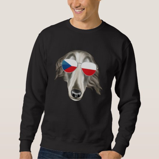 Czech Flag Borzoi Dog Czech Republic Pocket スウェットシャツ (正面)