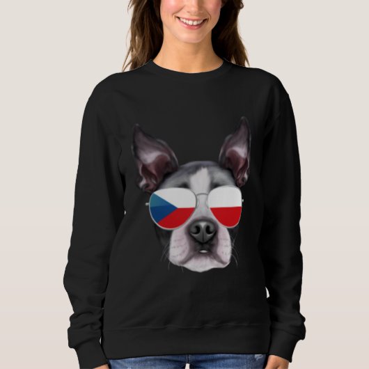 Czech Flag Boston Terrier Dog Czech Republic Pocke スウェットシャツ (正面)