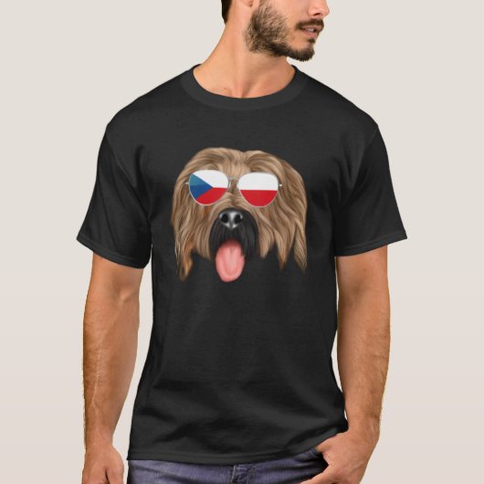 Czech Flag Briard Dog Czech Republic Pocket Tシャツ (正面)