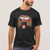 Czech Flag Briard Dog Czech Republic Pocket Tシャツ (正面)