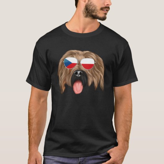 Czech Flag Briard Dog Czech Republic Pocket Tシャツ (正面)