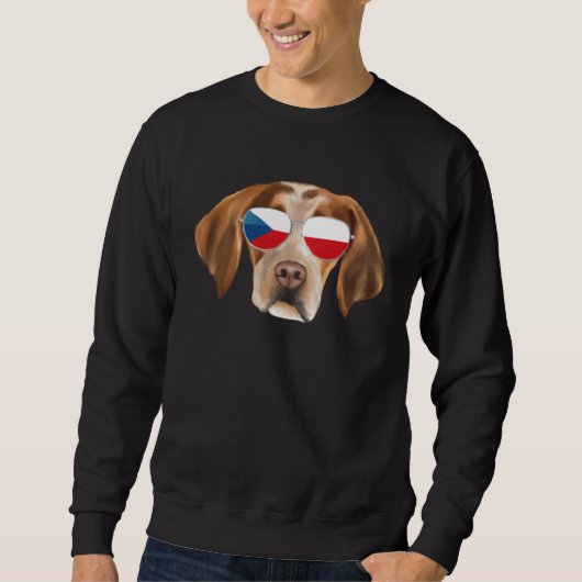 Czech Flag Brittany Dog Czech Republic Pocket スウェットシャツ (正面)