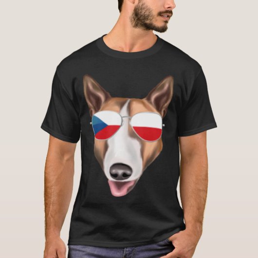 Czech Flag Bull Terrier Dog Czech Republic Pocket Tシャツ (正面)