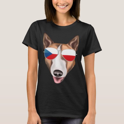 Czech Flag Bull Terrier Dog Czech Republic Pocket Tシャツ (正面)