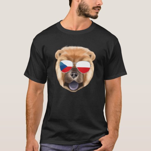 Czech Flag Chow Chow Dog Czech Republic Pocket Tシャツ (正面)