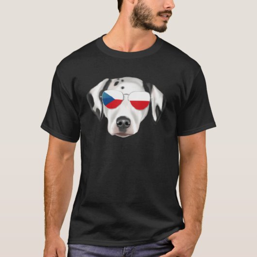Czech Flag Dalmatian Dog Czech Republic Pocket Tシャツ (正面)
