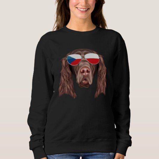 Czech Flag Field Spaniel Dog Czech Republic Pocket スウェットシャツ (正面)