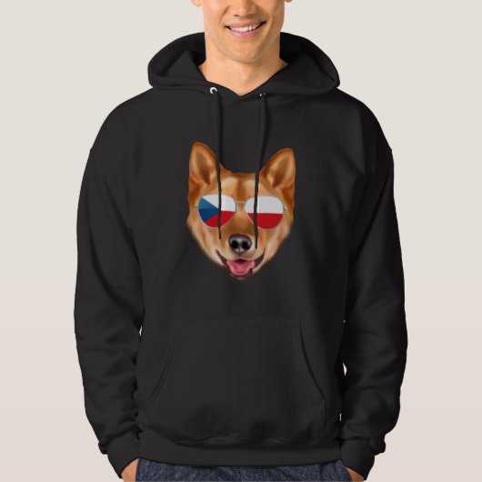 Czech Flag Finnish Spitz Dog Czech Republic Pocket パーカ (正面)