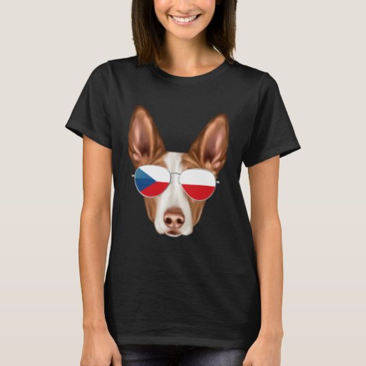 Czech Flag Ibizan Hound Dog Czech Republic Pocket Tシャツ (正面)