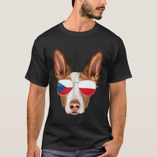 Czech Flag Ibizan Hound Dog Czech Republic Pocket Tシャツ (正面)