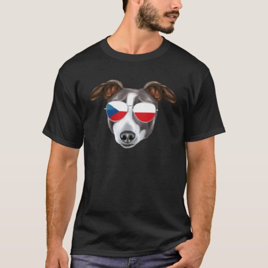 Czech Flag Italian Greyhound Dog Czech Republic Po Tシャツ (正面)