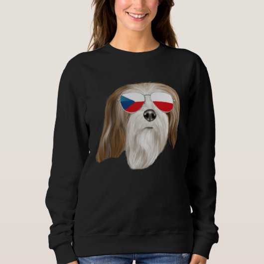 Czech Flag Lhasa Apsos Dog Czech Republic Pocket スウェットシャツ (正面)