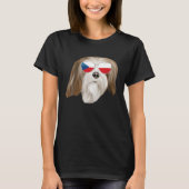 Czech Flag Lhasa Apsos Dog Czech Republic Pocket Tシャツ (正面)