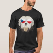 Czech Flag Lowchen Dog Czech Republic Pocket Tシャツ (正面)