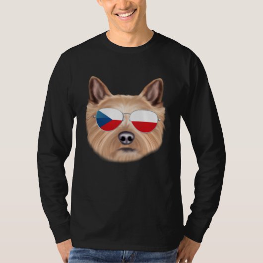 Czech Flag Norwich Terrier Dog Czech Republic Pock Tシャツ (正面)