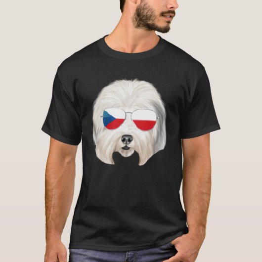 Czech Flag Old English Sheepdog Dog Czech Republic Tシャツ (正面)