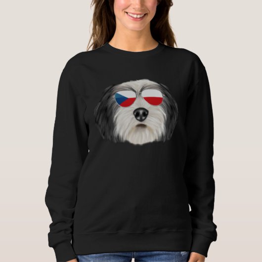 Czech Flag Polish Lowland Sheepdog Dog Czech Repub スウェットシャツ (正面)