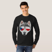 Czech Flag Siberian Husky Dog Czech Republic Pocke Tシャツ (正面フル)